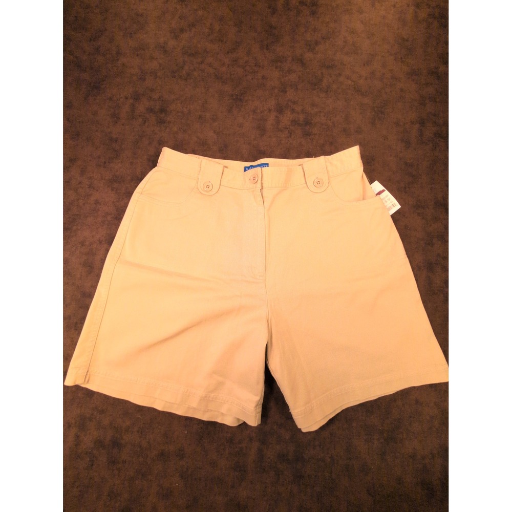 Karen Scott Sport Womens Khaki Tan Stretch Bermuda Flex Waist Walking Shorts 14